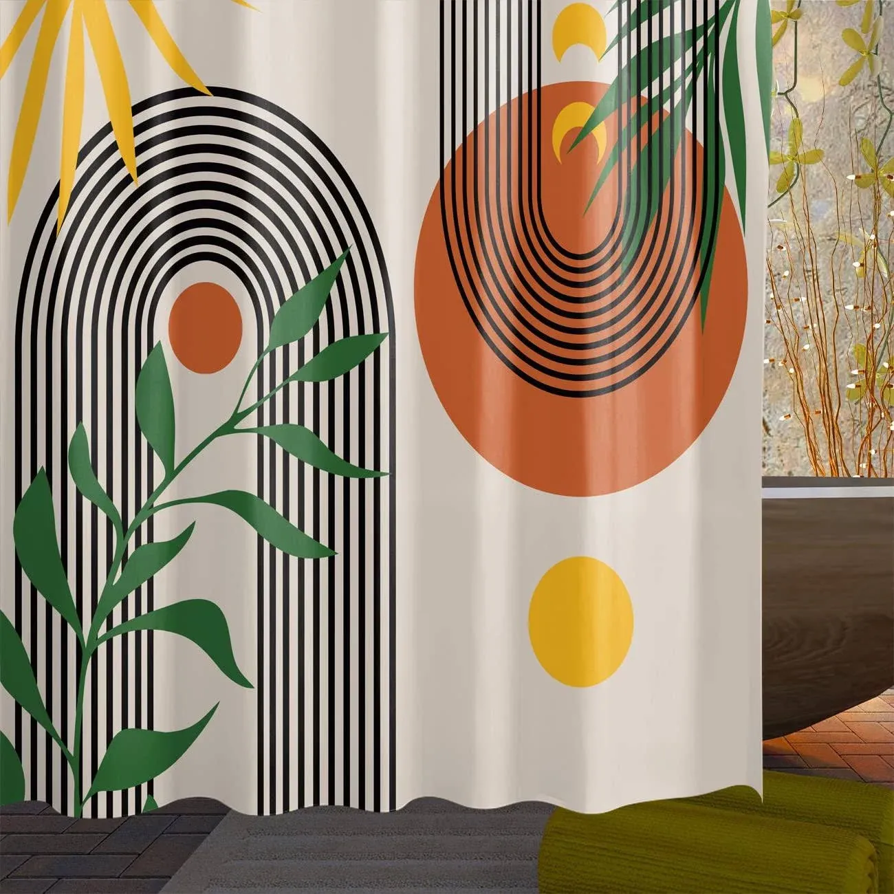 pasrlolv 72x72in Mid Century Modern Shower Curtain, Abstract Shower Curtain ...