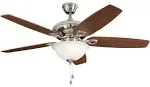 Harbor Breeze Coastal Creek 52in Brushed Nickel Downrod or Close Mount Indoor Ceiling Fan with Light Kit