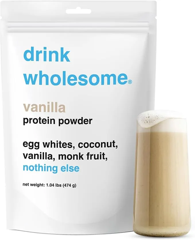 drink wholesome Chocolate Egg White Protein Powder | for Sensitive Stomachs | Gut Friendly | Dairy & Lactose Free | No Artificial Sweeteners | Carnivore & Paleo | Safe for Kids & Seniors