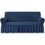 NICEEC Sofa Slipcover Blue Sofa Cover 1 Piece Easy Fitted Sofa Couch Cover Universal High Stretch Durable Furniture Protector Wi