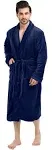 NY Threads Luxurious Men's Shawl Collar Fleece Bathrobe Long Spa Robe