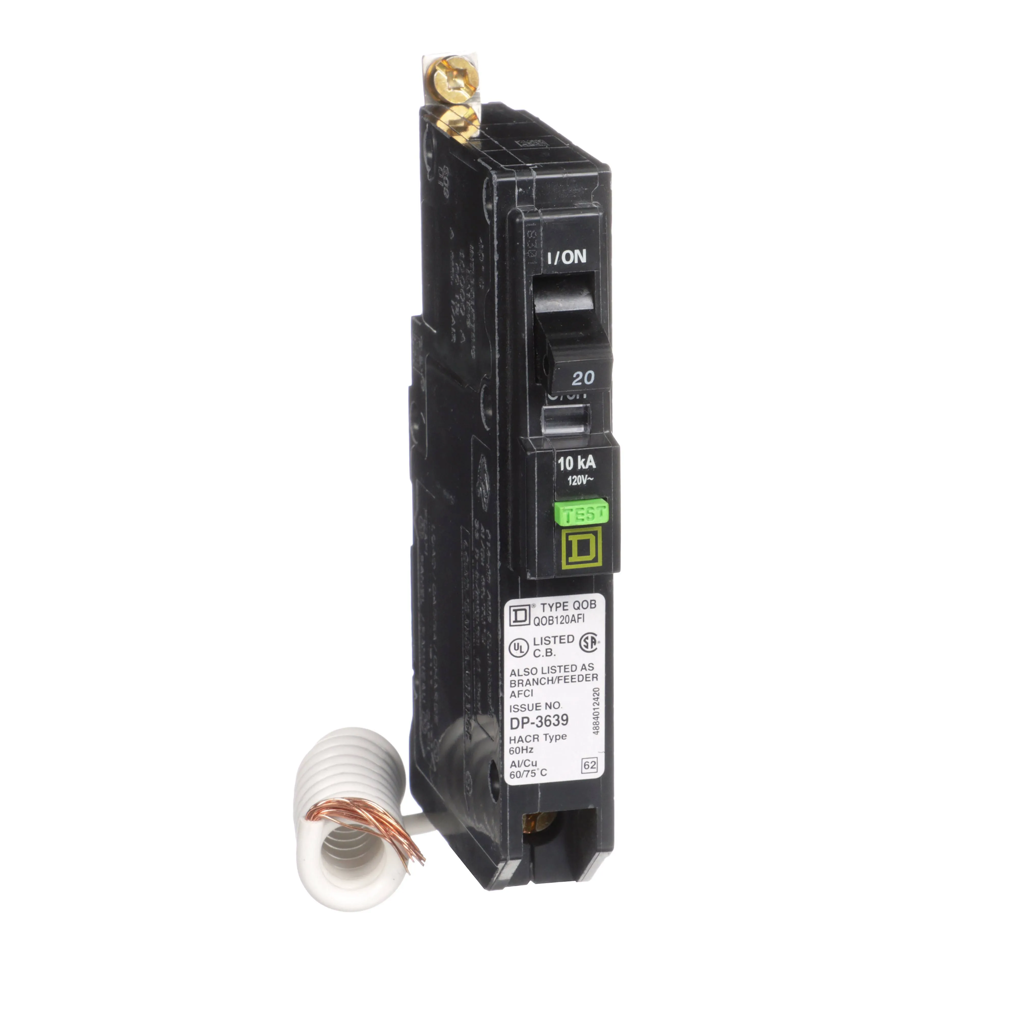 Square D - QOB120EPD - Circuit Breaker, Bolt-On, 1 Pole, 20A