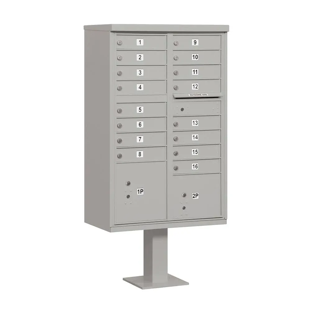 Salsbury Industries 3316GRY Cluster Box Unit,16 Doors,Gray,Alum