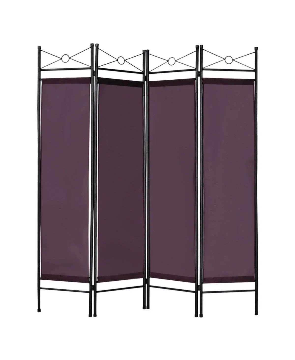 4 Panel Room Divider Fabric Metal Frame Multifunctiona<wbr/>l Privacy Screen Brown