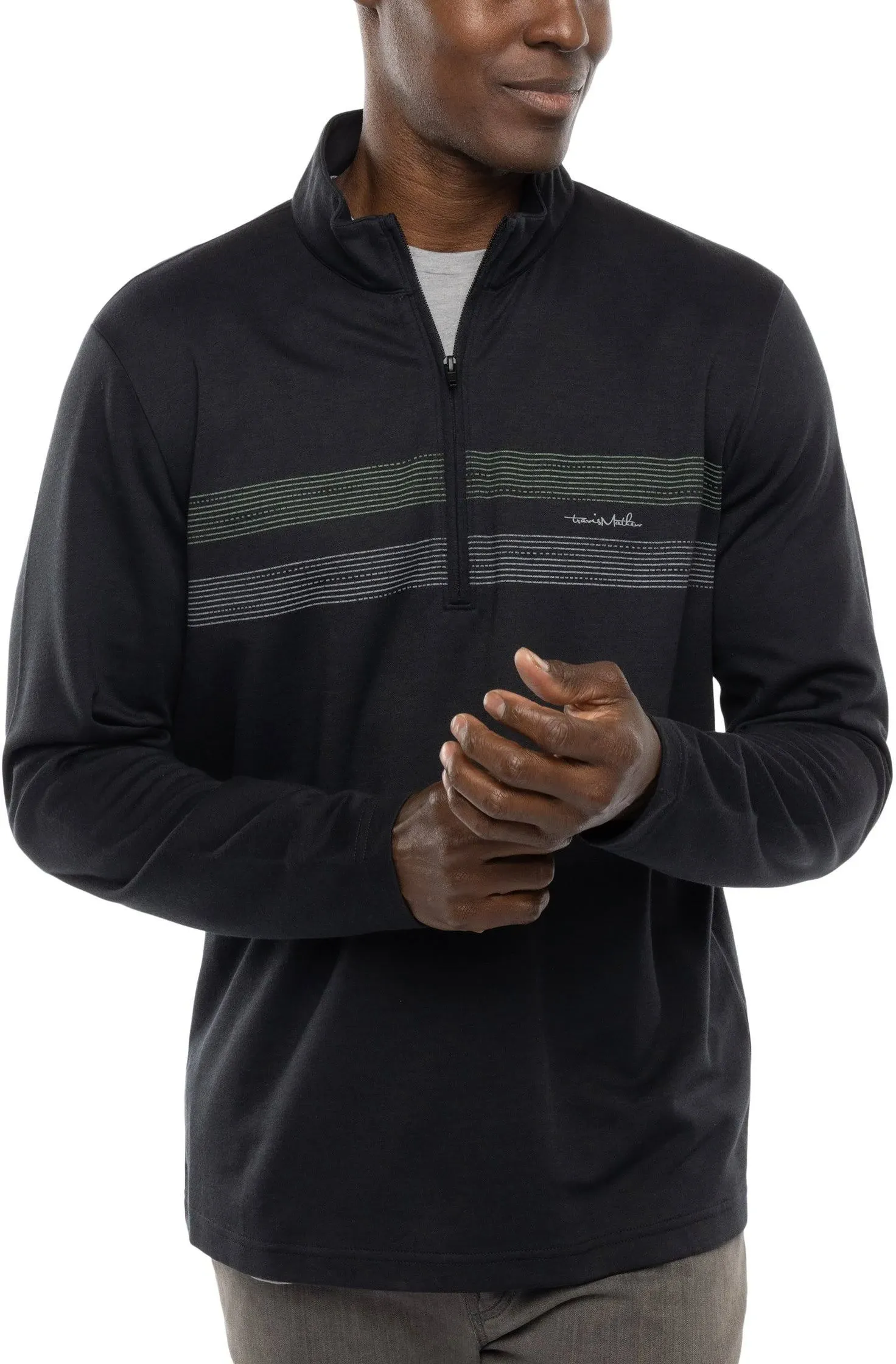 TravisMathew Upgraded Chest Stripe Quarter Zip Golf Pullover - ON SALE