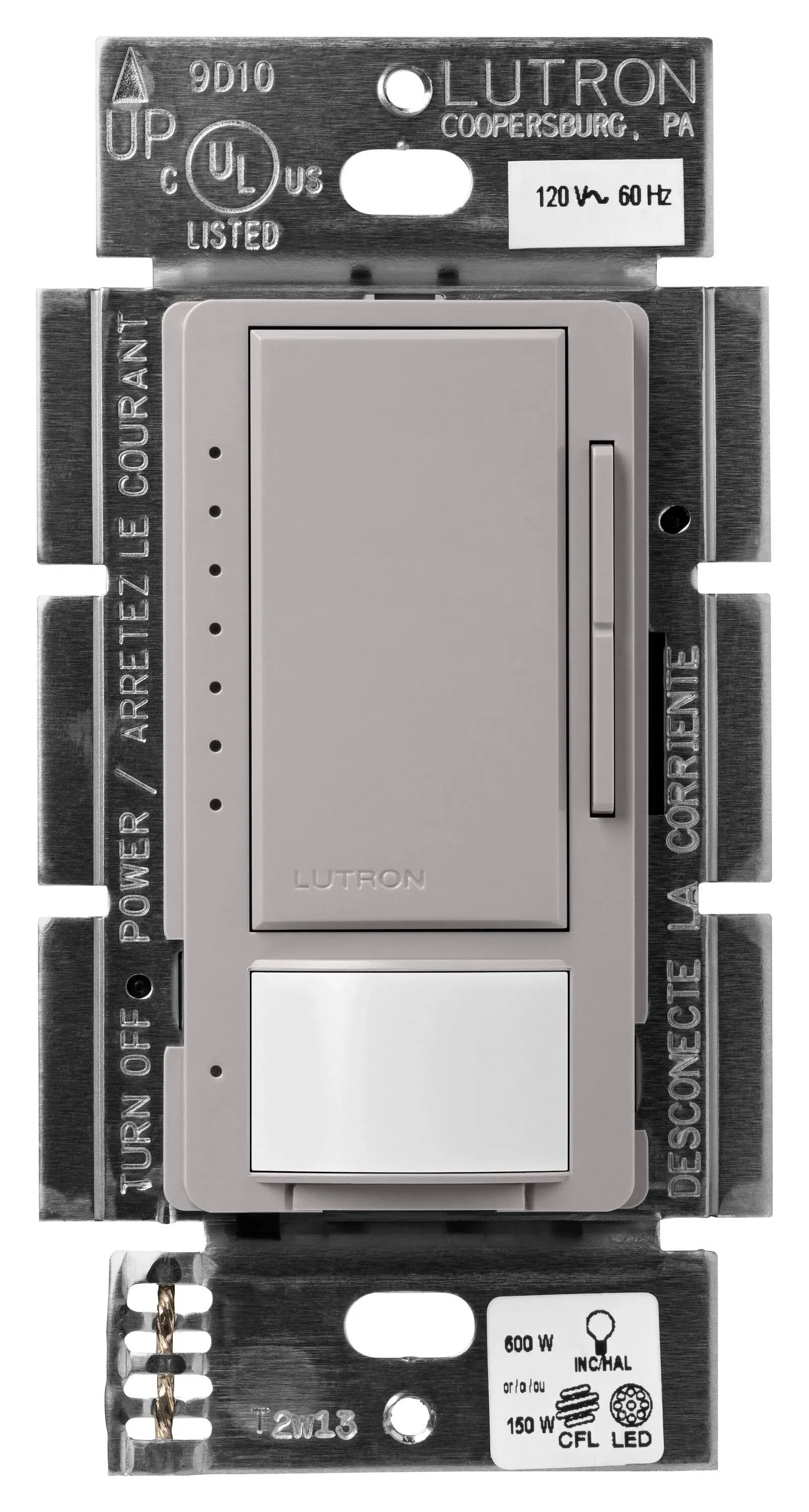 Lutron MSCL-OP153M-GR Occupancy Sensor Dimmer, 600/150W, Maestro, Gray