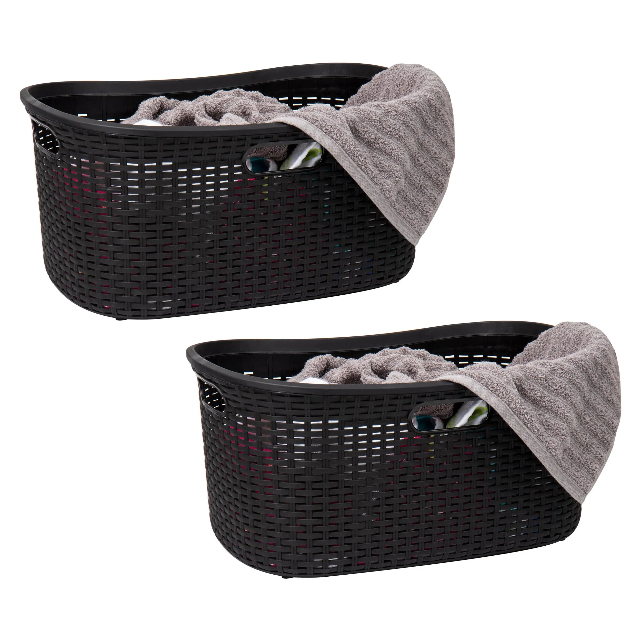 Mind Reader Set of 2 40L Ventilated Laundry Basket Black