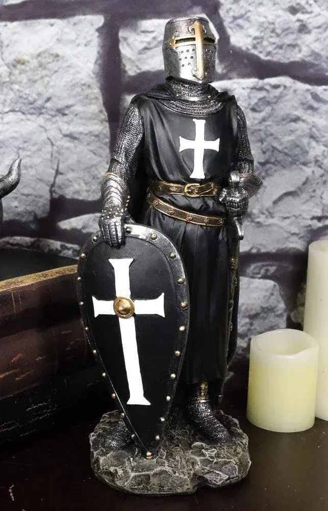 11.5"H Crusader Knight in Full Shield and Sword Armor Collectible Figurine