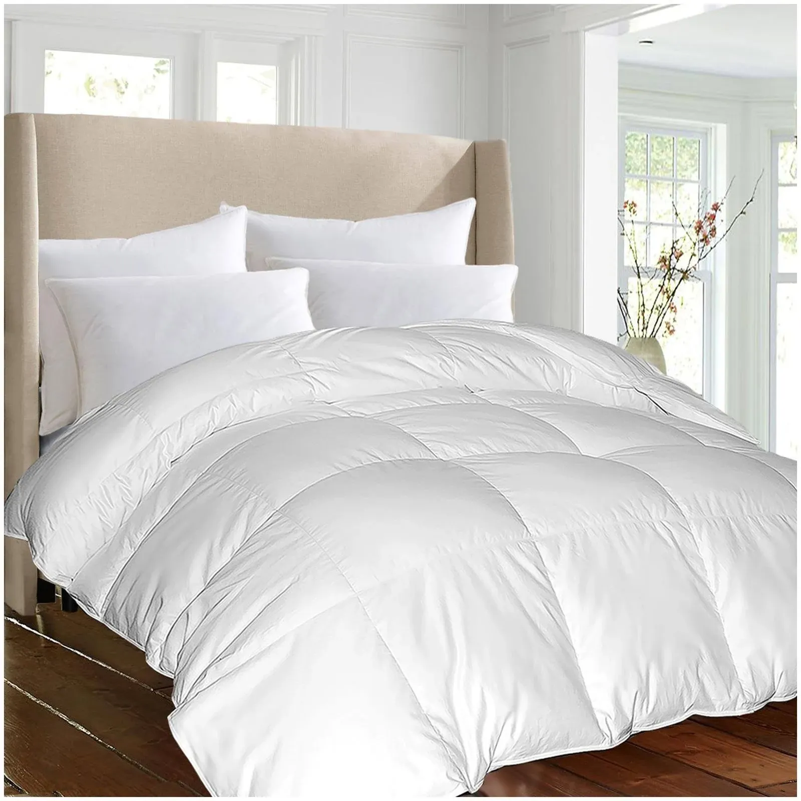 Blue Ridge Home Fashions 1000 Thread Count Egyptian Cotton Comforloft Down Alternative Comforter, Twin, White