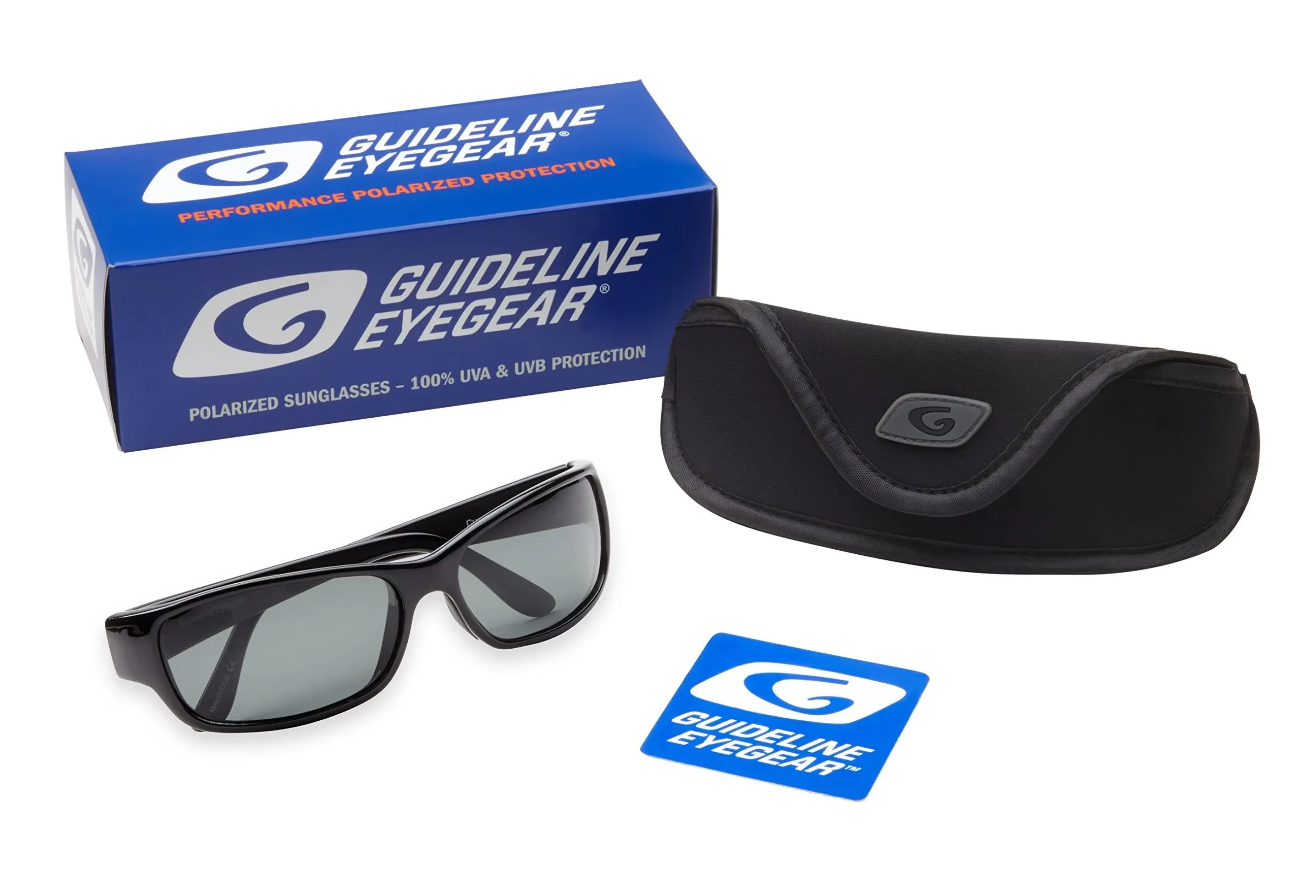 Guideline Eyegear Pro Current Sunglasses with Gray Polarized Lens, Shiny Black