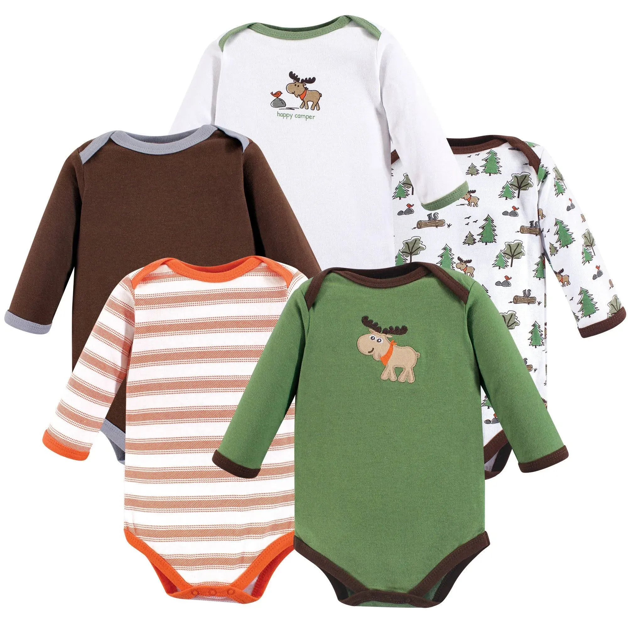 Luvable Friends Cotton Long-Sleeve Bodysuits Moose / 6-9 Months