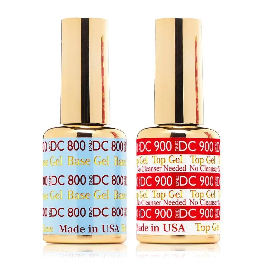 DND DC Duo Top Coat No Cleanse 900 &amp; Base Coat 800 Soak Off Gel Polsh 2023