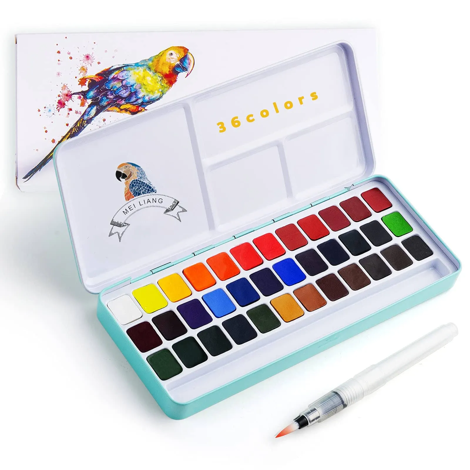 MeiLiang Watercolor Paint Set, 36 Vivid Colors in Pocket Box and Watercolor Brush, with Watercolor Block Acid-Free Cold Pressed, Perfect for Students, Kids, Beginners and More