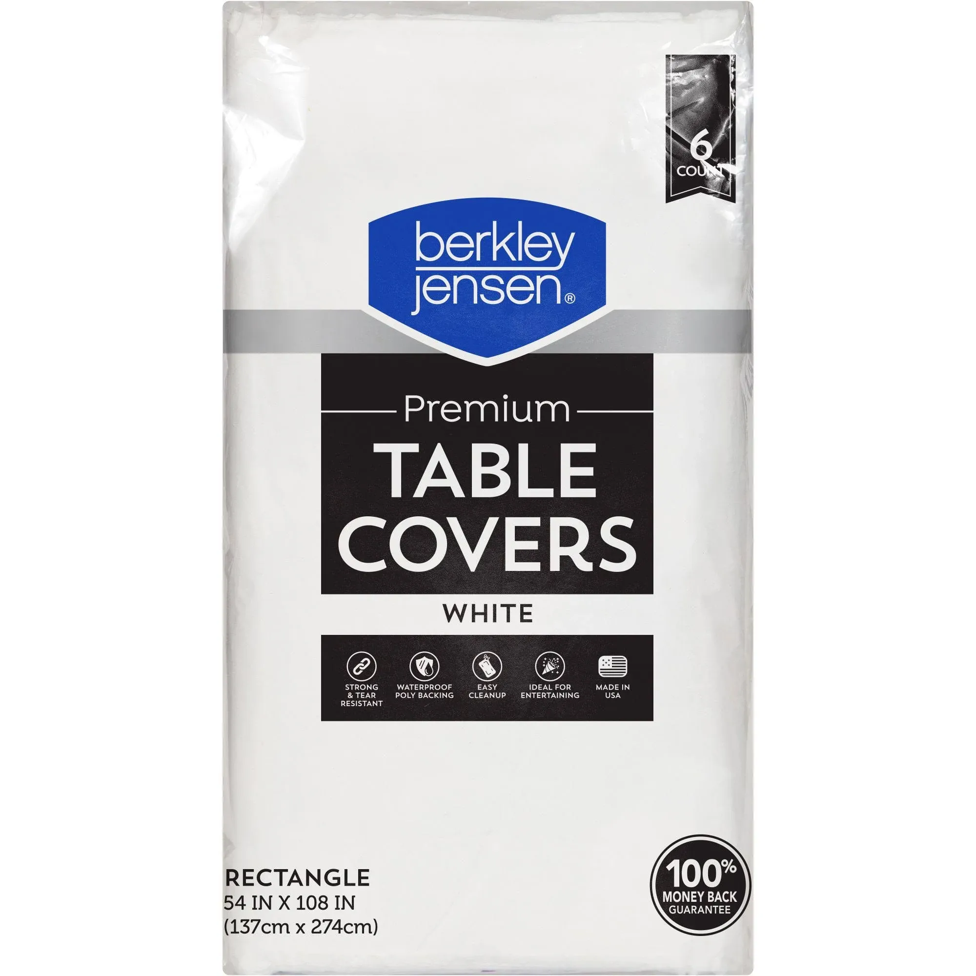 Berkley Jensen White Tablecover 6 Ct.