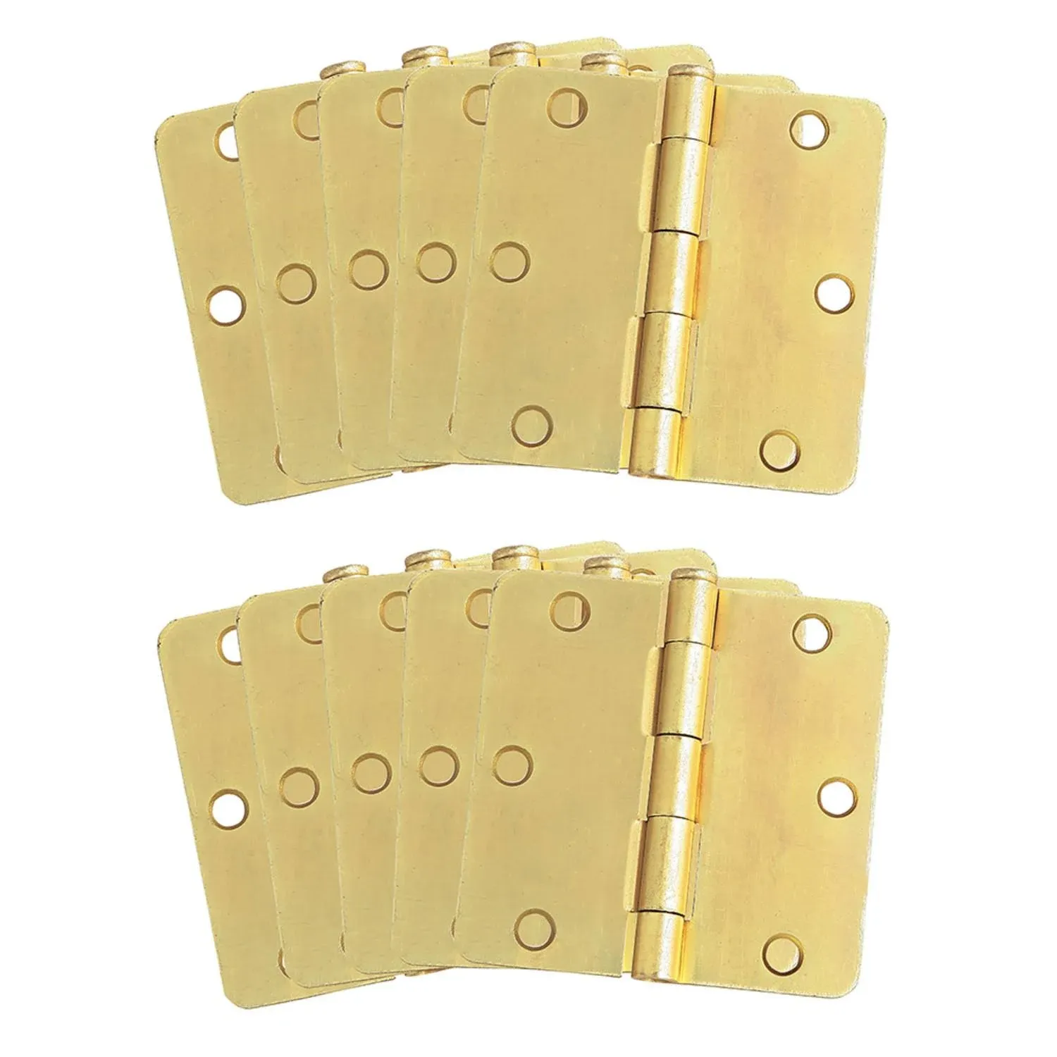 DesignHouse 3-1/2&#034; Steel Door Hinges 10 Pack Satin Brass Finish 181347