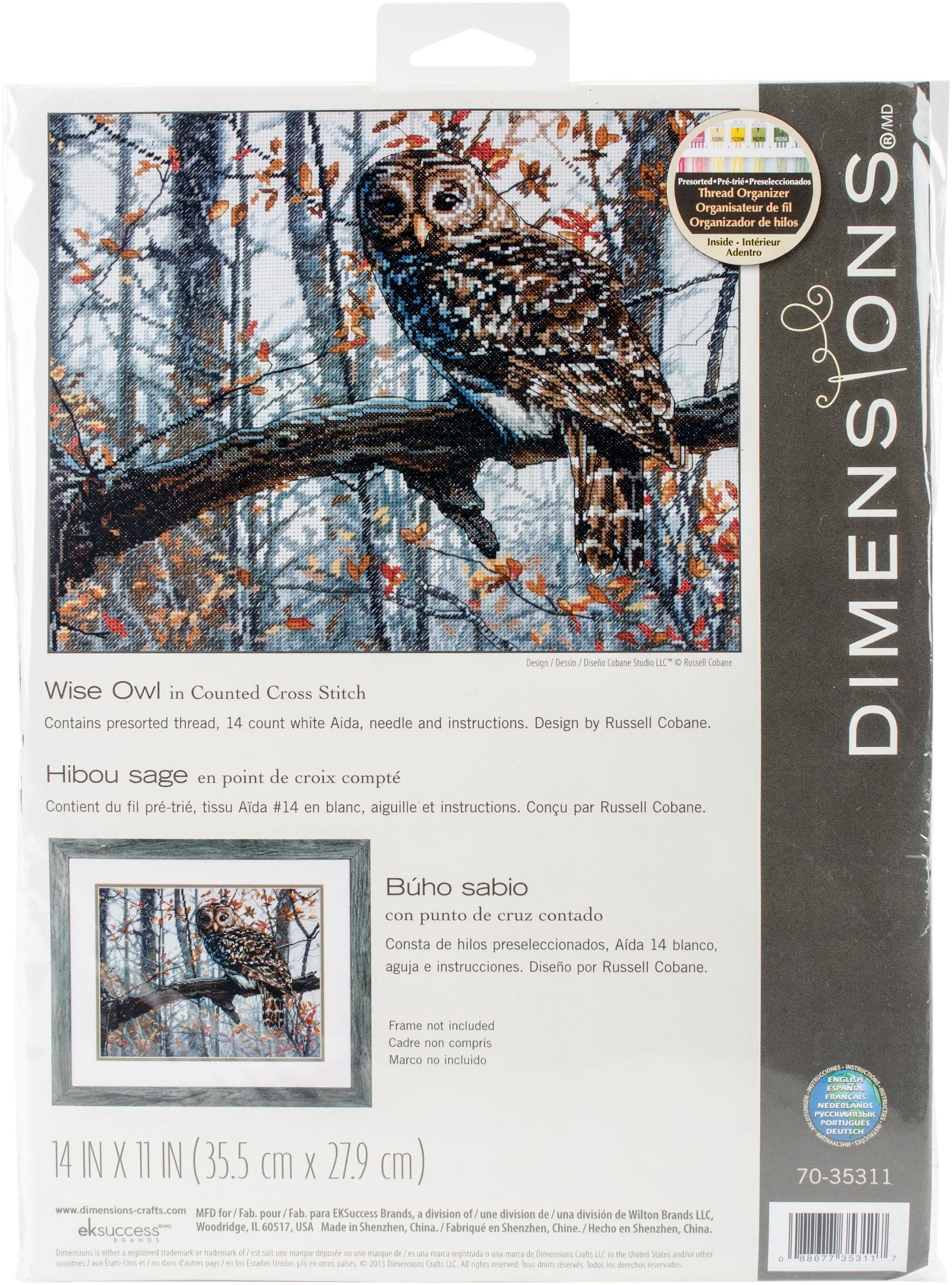 Dimensions Counted Cross Stitch Kit 14&#034;X11&#034;-Wise Owl (14 Count) (Pack of 1)