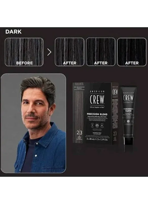 American Crew Men's Temporary Hair Color, Temporary Hair Dye, Natural Gray Coverage, Dark, 1.35 Fl Oz