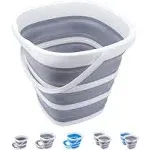 Collapsible Bucket 10L 2.6 Gallon Cleaning Bucket Mop Bucket Folding Foldable Portable Small Plastic Water Supplies for Outdoor Garden Camping Fishing Car Wash Space Saving Grey Square