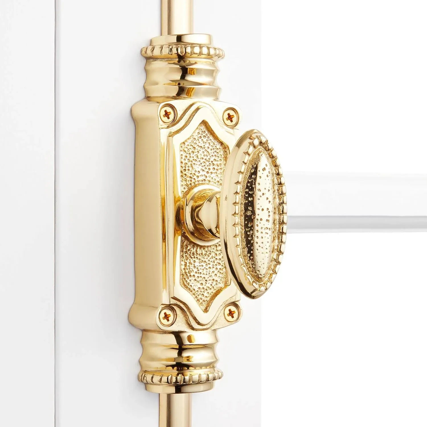 Signature Hardware 300077 Beaded Solid Brass Cremone Bolt for 9&#039; Doors