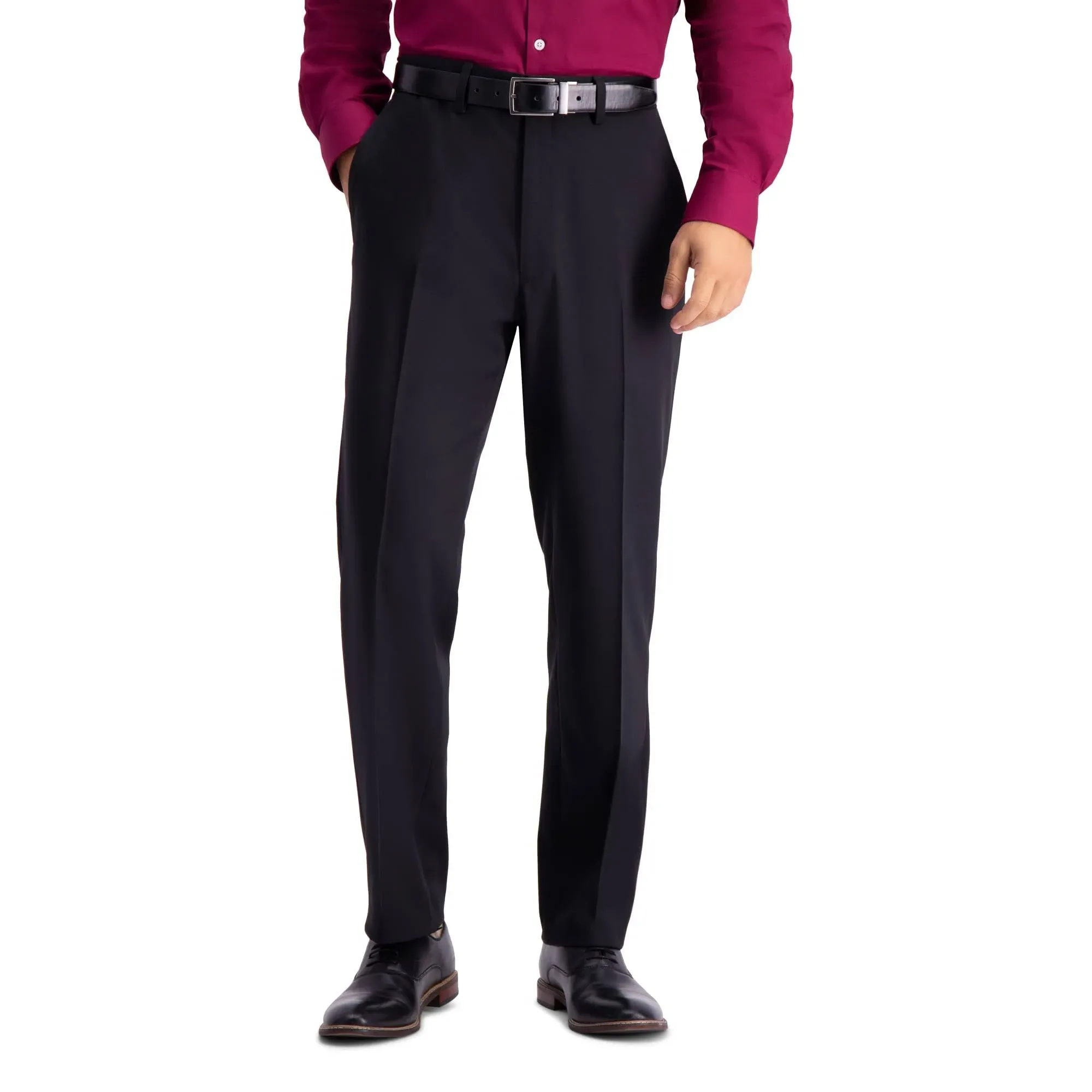 Haggar Black Stretch Travel Performance Heather Twill Tailored Fit Suit Pants