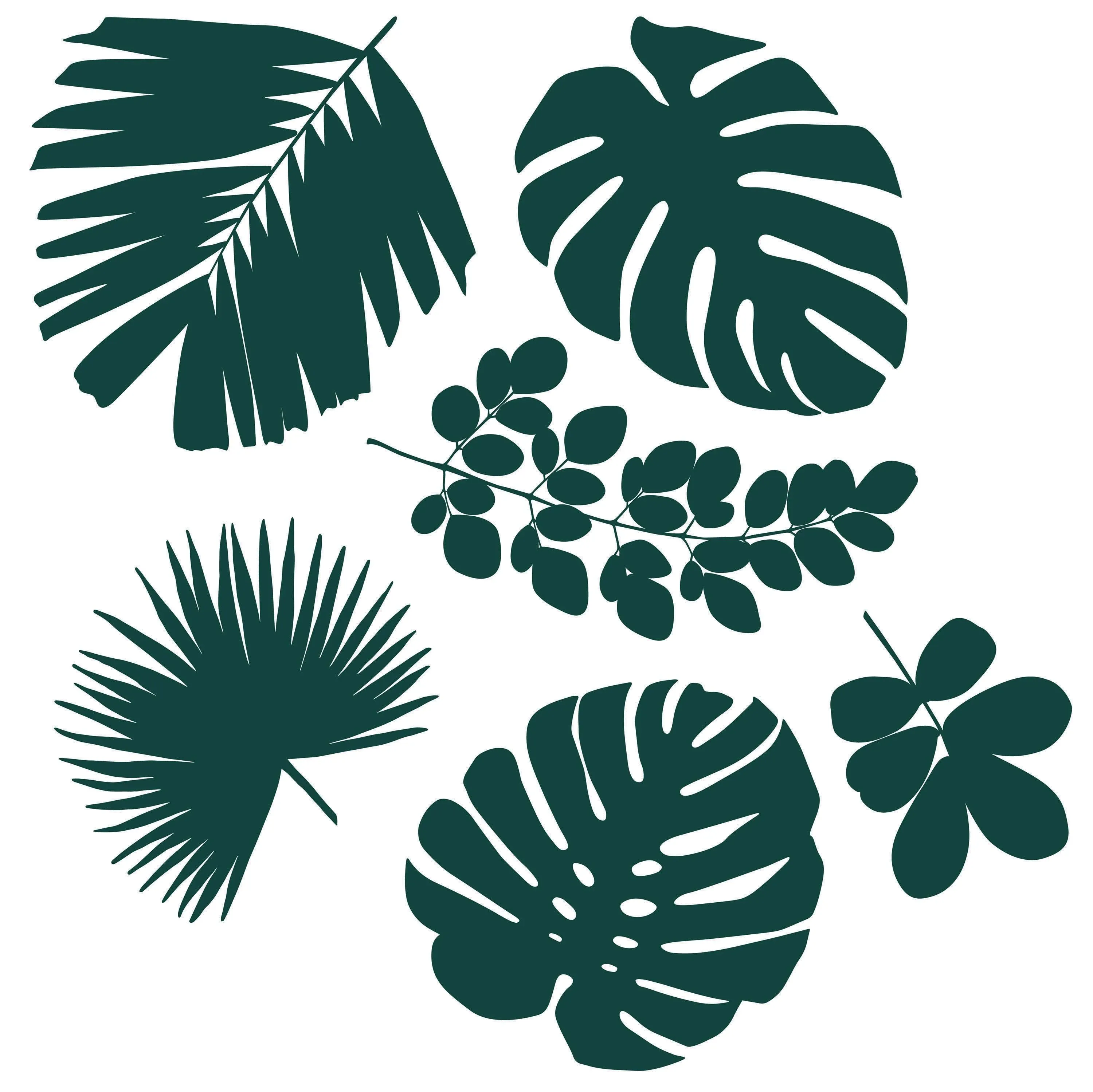 Tempaper Graphic Palm Leaf Peel and Stick Wall Decals, Green