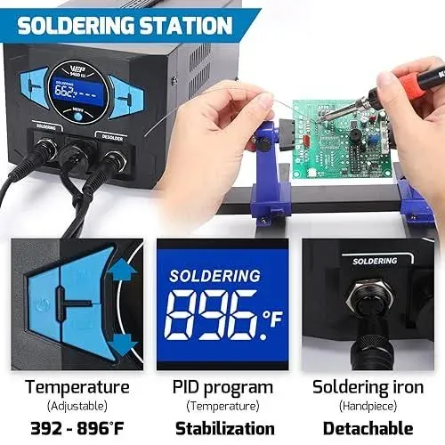 948-III 2-IN-1 ESD Safe Desoldering Station and Soldering Station with Desold...