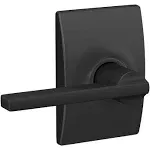 Schlage F10 LAT 622 CEN Latitude Door Lever with Century Trim, Hall & Closet Passage Lock, Matte Black