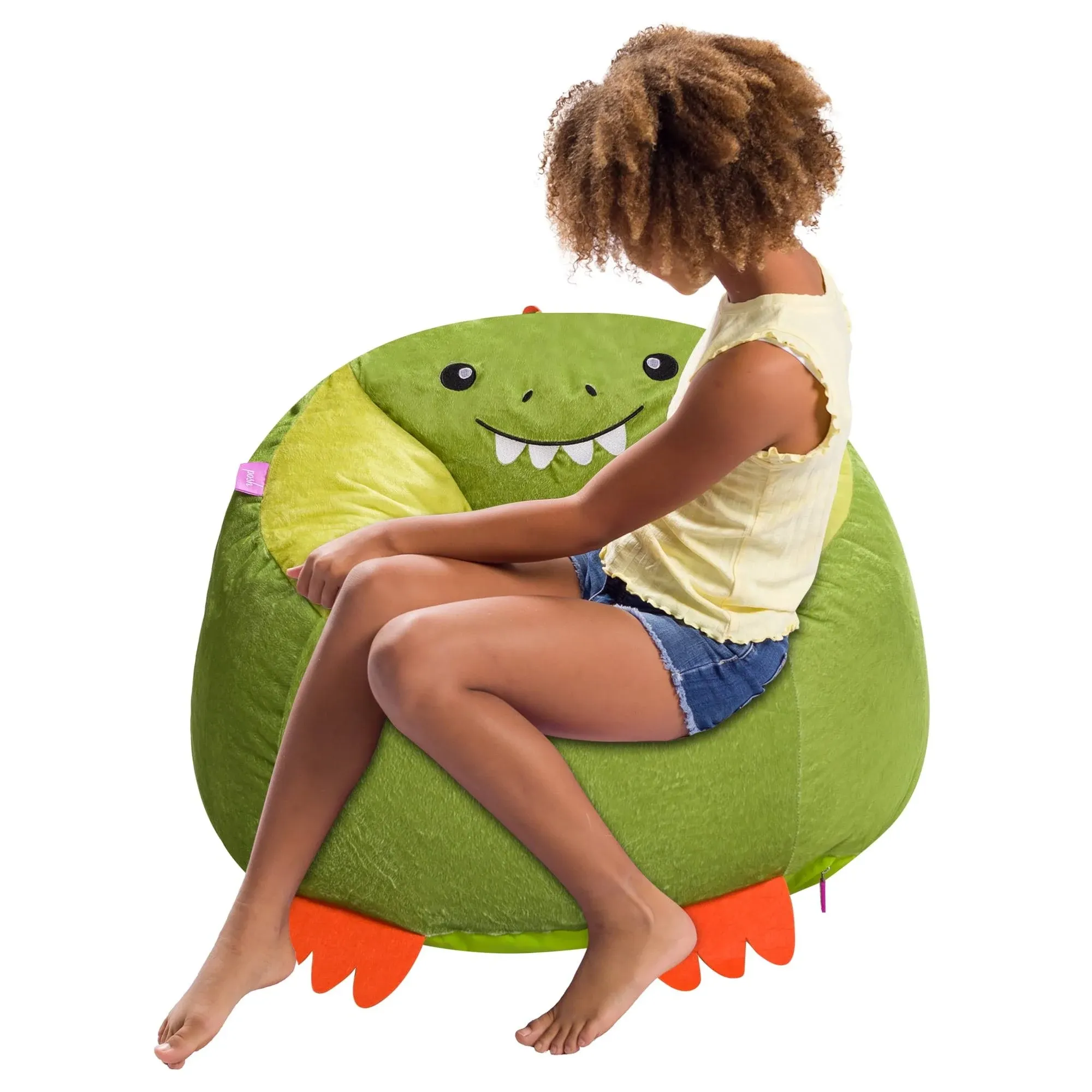 Posh Creations Cute Soft and Comfy Bean Bag Chair for Kids, Animal - Blue Narwal