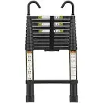 Telescopic Ladder, 10.5ft RIKADE Aluminum Telescoping Ladder, 330lb Capacity Black