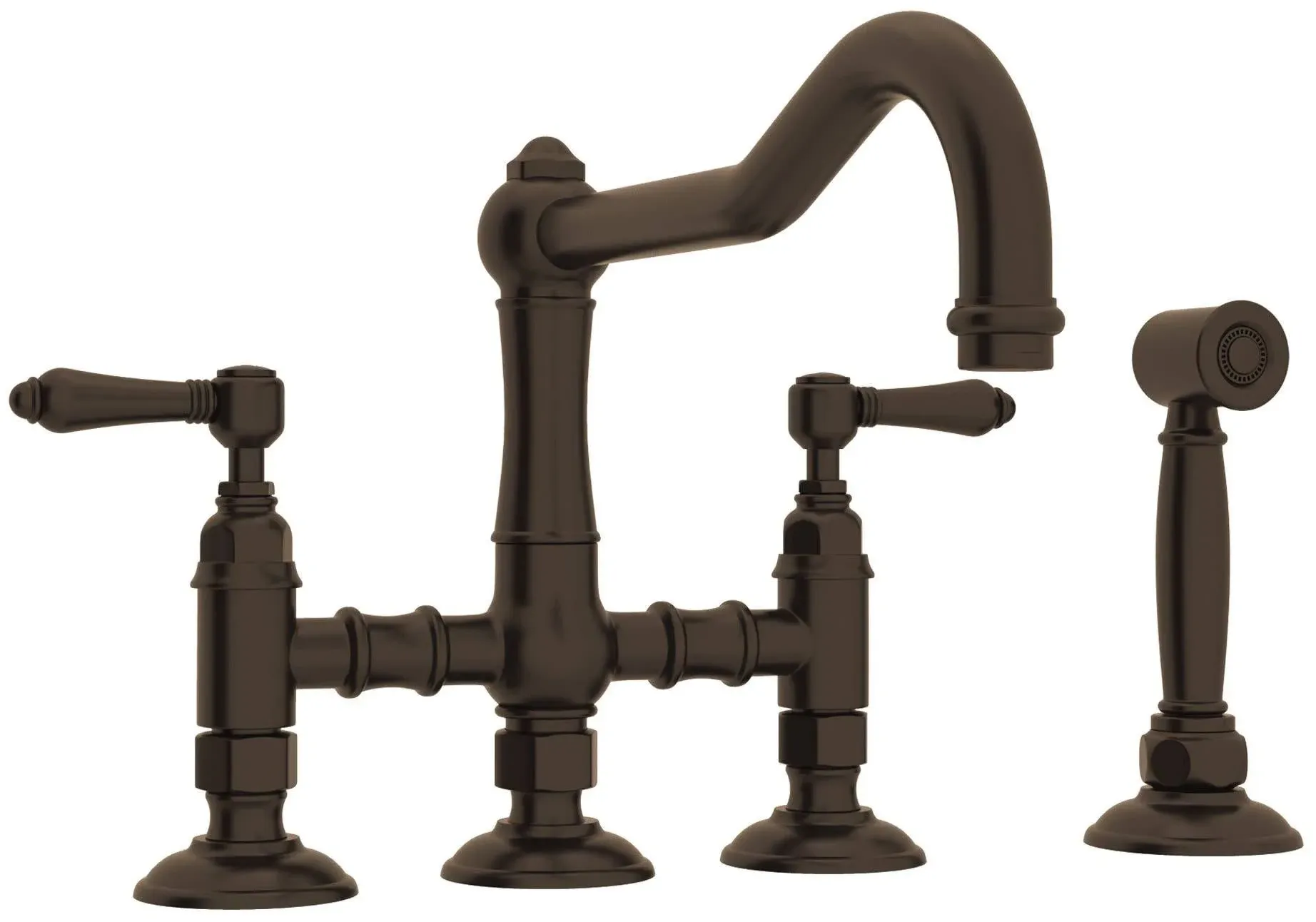 Italian Acqui Bridge Faucet With Metal Levers - Tuscan Brass