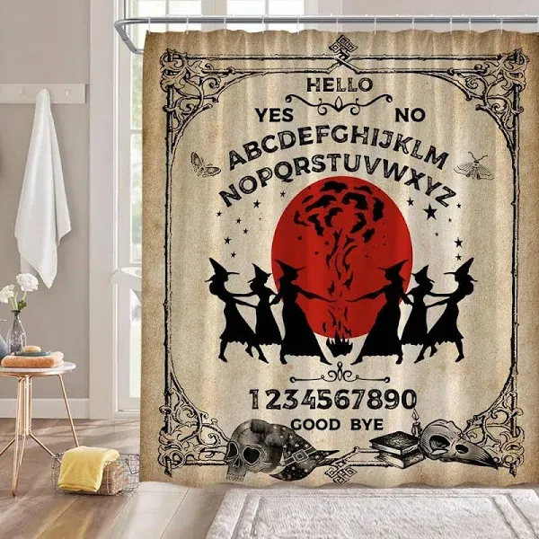 Sunhe Halloween Witchy Shower Curtain Vintage Gothic Spooky Witch Goth Ouija ...