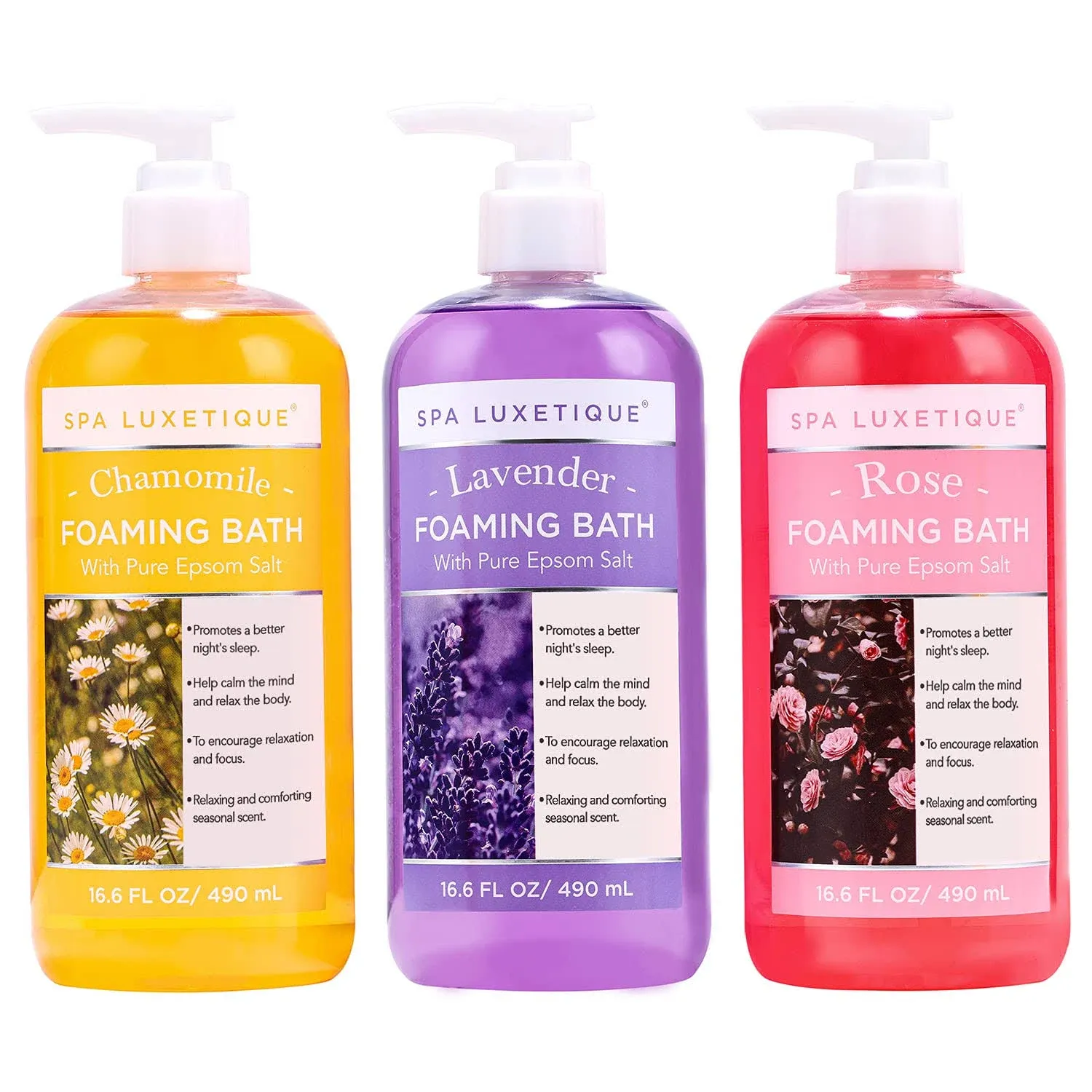 Bubble Bath, Spa Luxetique Foaming Bath with Pure Epsom Salt, Chamomile Rose and ...