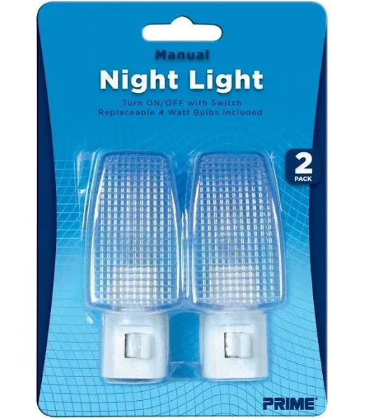 Prime Wire & Cable NLM2P Incandescent Manual Night Light, 2-Pack