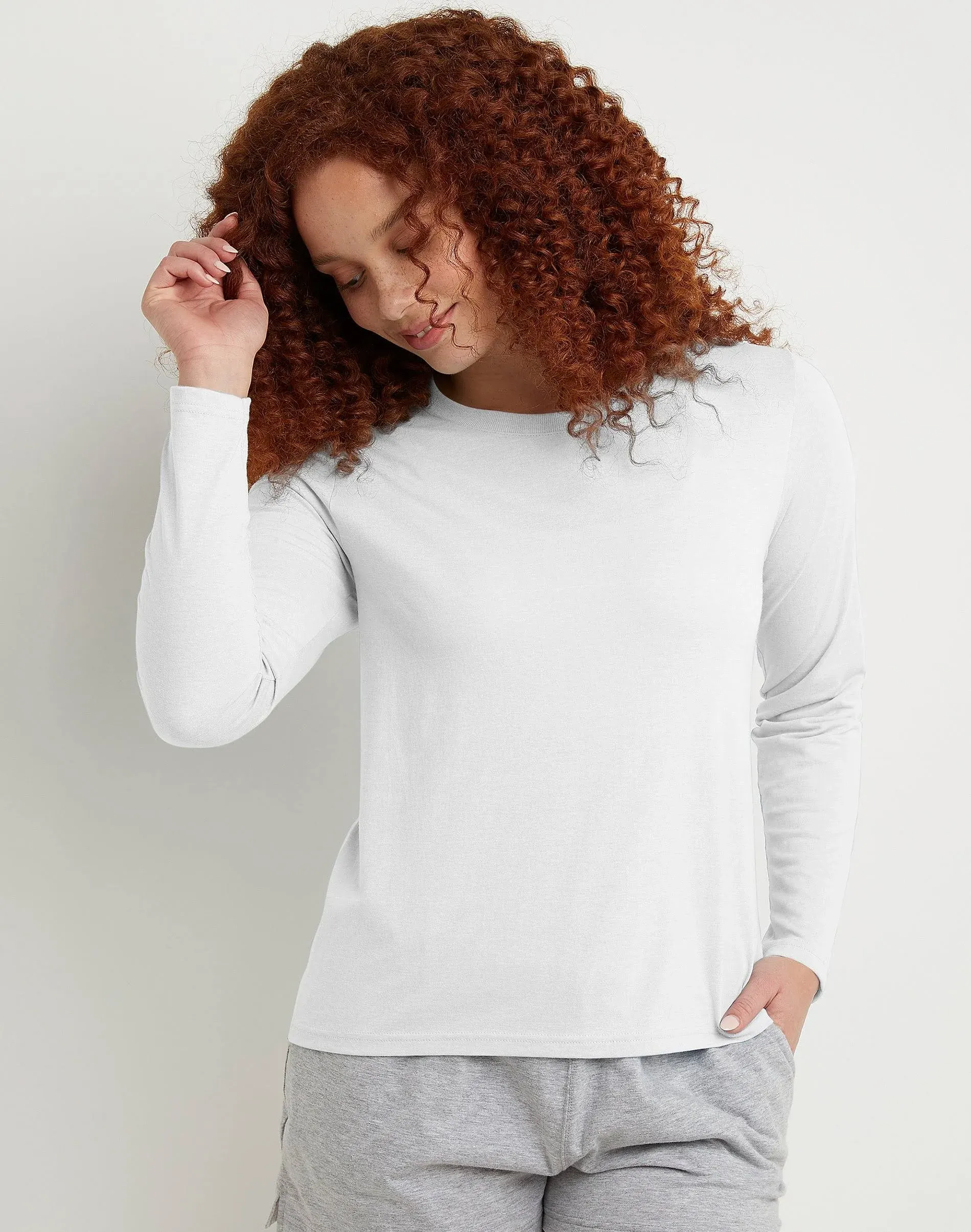 Hanes Originals Women's Tri-Blend Long-Sleeve T-Shirt Eco White L