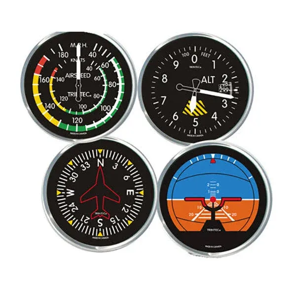 Cockpit Instrument Style Drink Coasters | Round, Set of 4