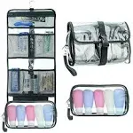 Relavel Hanging Toiletry Bag TSA Approved Clear Toiletry Bag for Women and Men 2 in 1 Removable TSA Liquids Travel Bag Waterproof Carry On Airline 3-1-1 Compliant Bag Quart Sized Luggage Pouch (Clear)