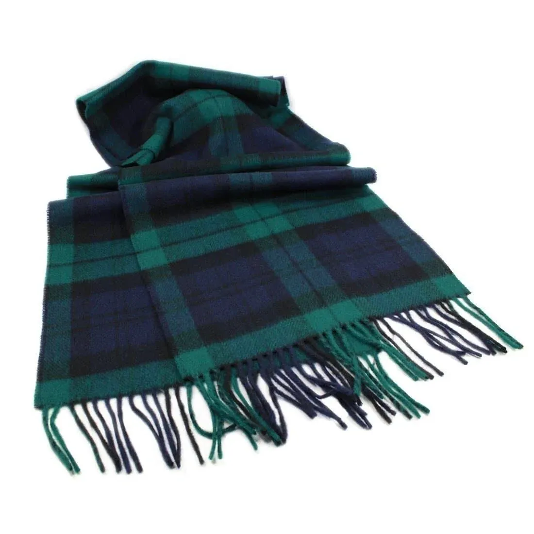 John Hanly Lambswool Blackwatch Tartan Plaid Scarf 63" x 12" Irish Made