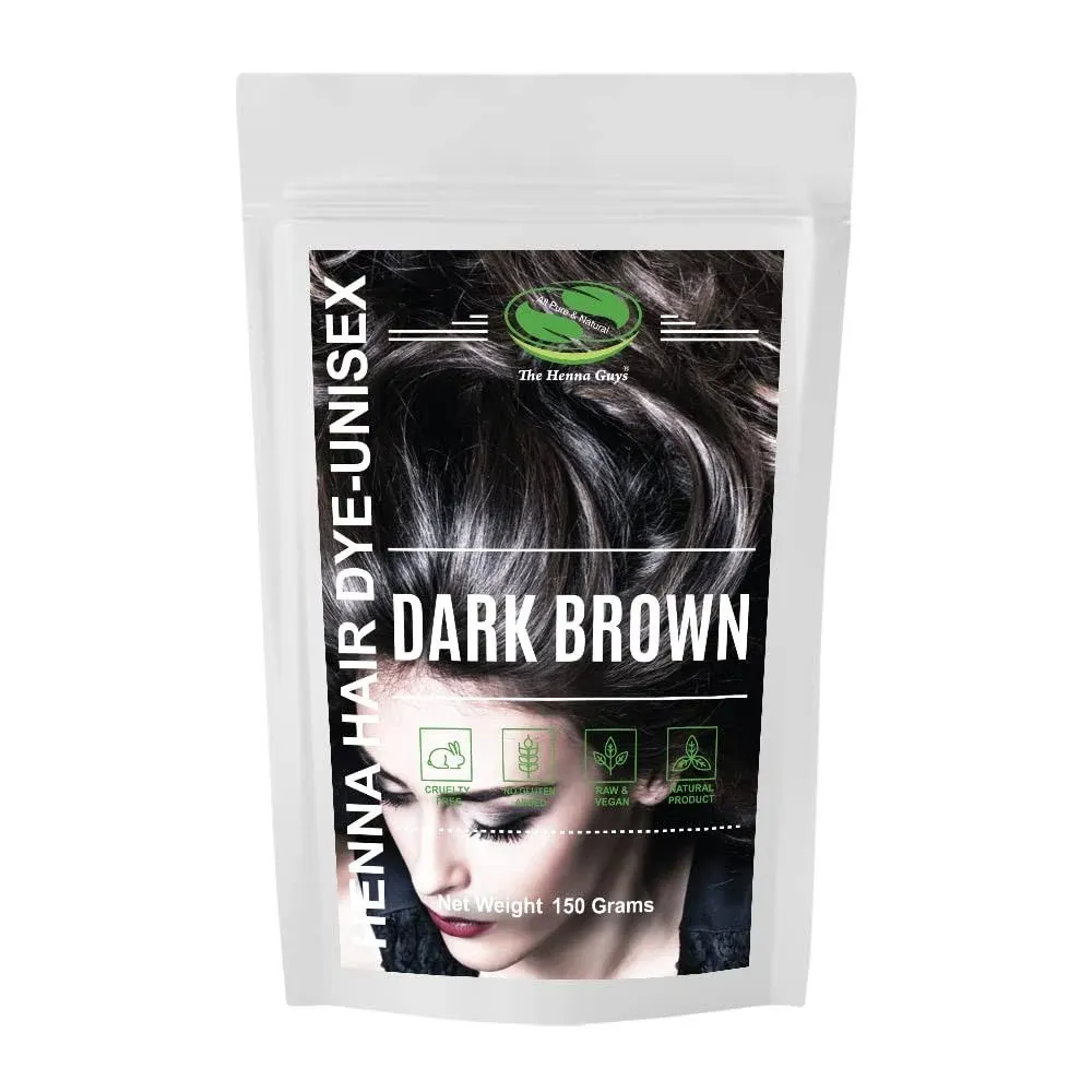 1 Pack Dark Brown Henna Hair & Beard Color/Dye 150 Grams - Chemicals Free Hair Color - The Henna Guys