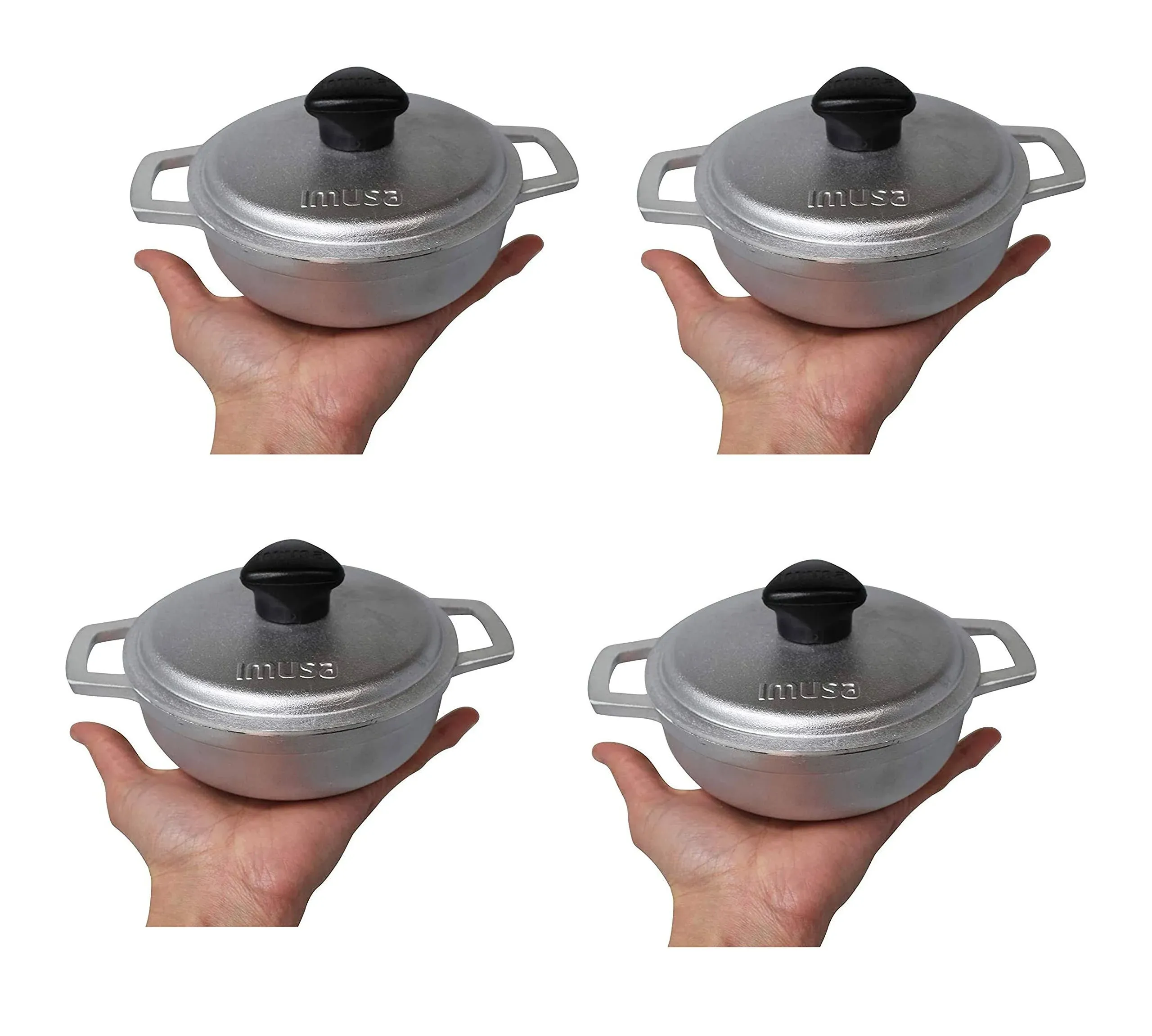 IMUSA USA 4 Piece 0.5Qt Traditional Colombian Mini Calderos (Dutch Oven)