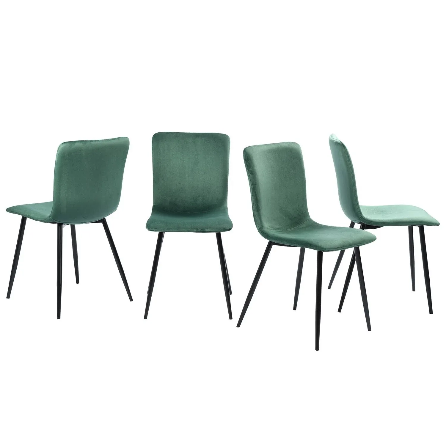 wOod-it Dining Chairs Set of 4, Pre Assembled Velvet Chair Set Upholstered with Metal Legs Modern for Dining Room, Kitchen, 16.9" W x 18.1" D x 34.8" H (Green)