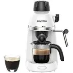 SOWTECH Espresso Coffee Machine Cappuccino Latte Maker 3.5 Bar 1-4 Cup with Steam Milk Frother White