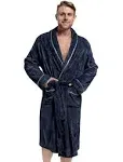 PAVILIA Mens Robe, Soft Robe for Men, Fleece Warm Long Bathrobe for Bath Shower Spa