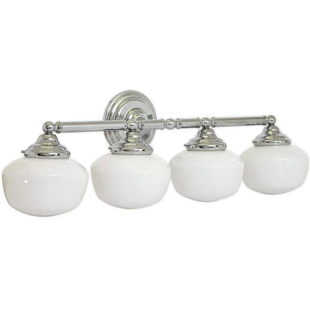 Hamilton Hills Quadruple Rounded Glass Light Fixture Vanity Bathroom Lights Classic