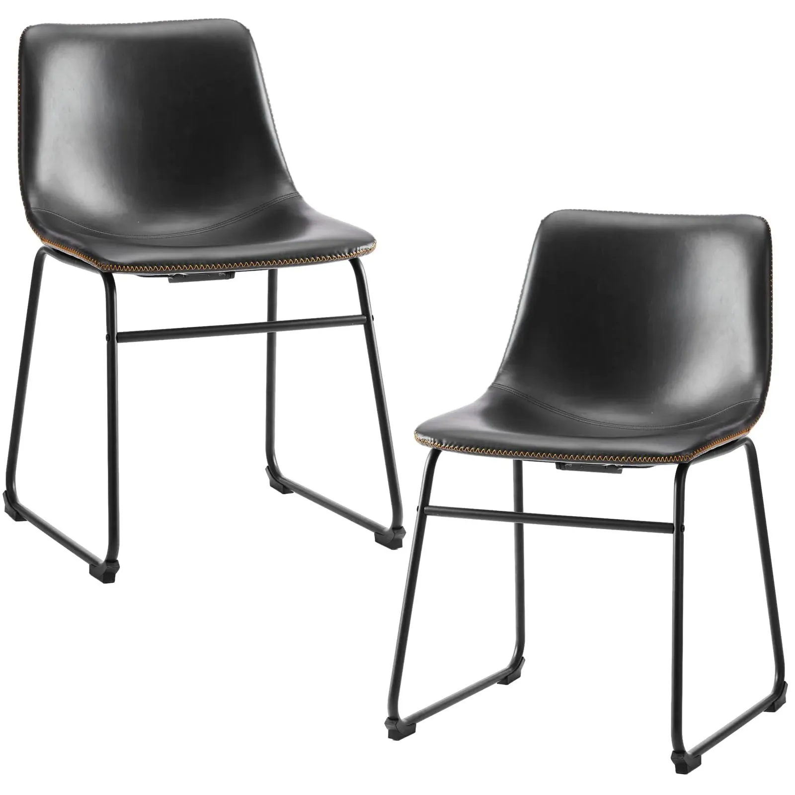 DUMOS Bar Stools Set of 2, Leather Barstools Counter Height Dining Room Chairs ...