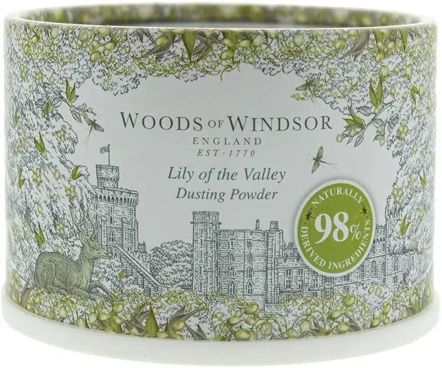 woods of windsor lily of the valley body dusting powder with puff for women, 3.5 ounce