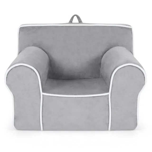 Costway Kids Sofa Toddler Foam Filled Armchair Velvet Fabric Baby