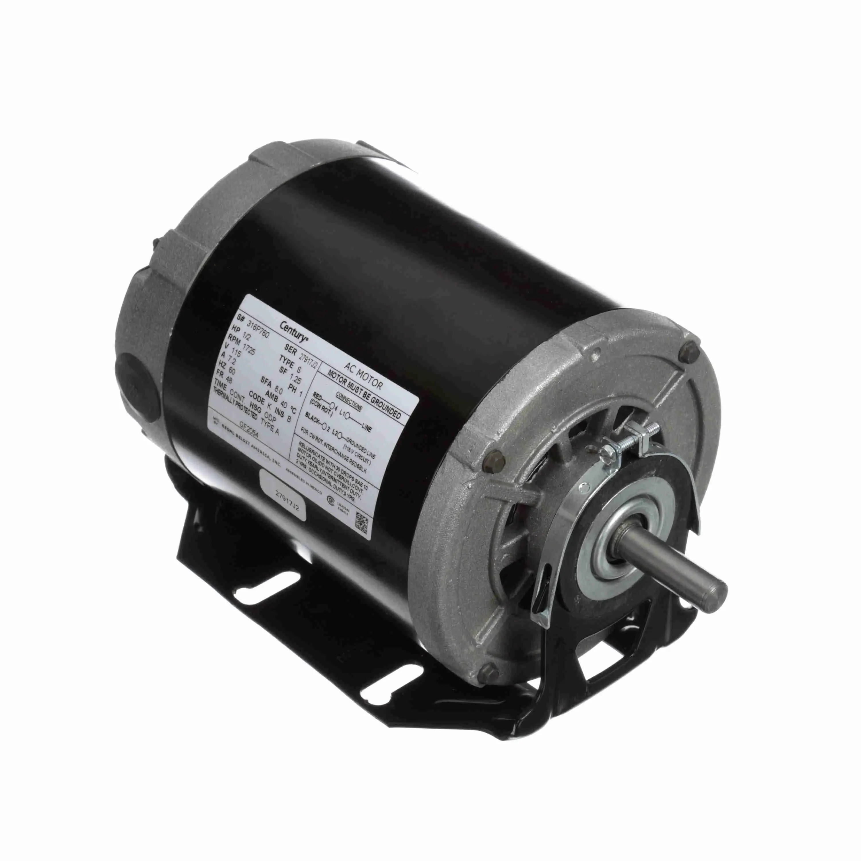 Century GF2054 Motor Electric 1/2 HP 1725 RPM