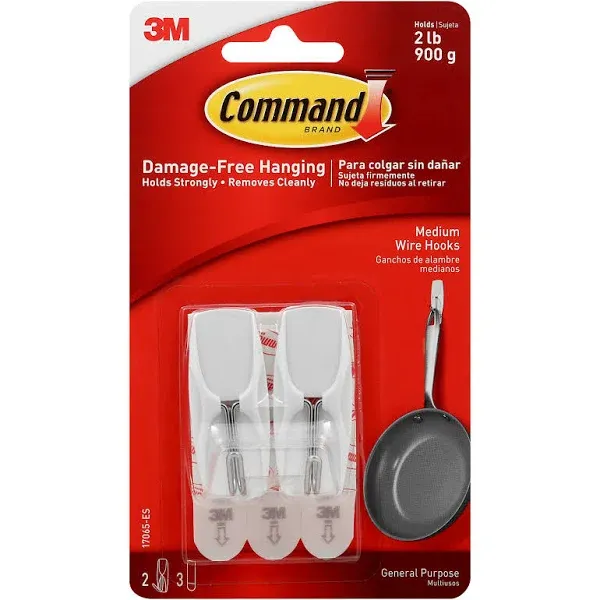 Command Medium Clear Wire Toggle Hooks,10 Hooks and 12 Command Strips