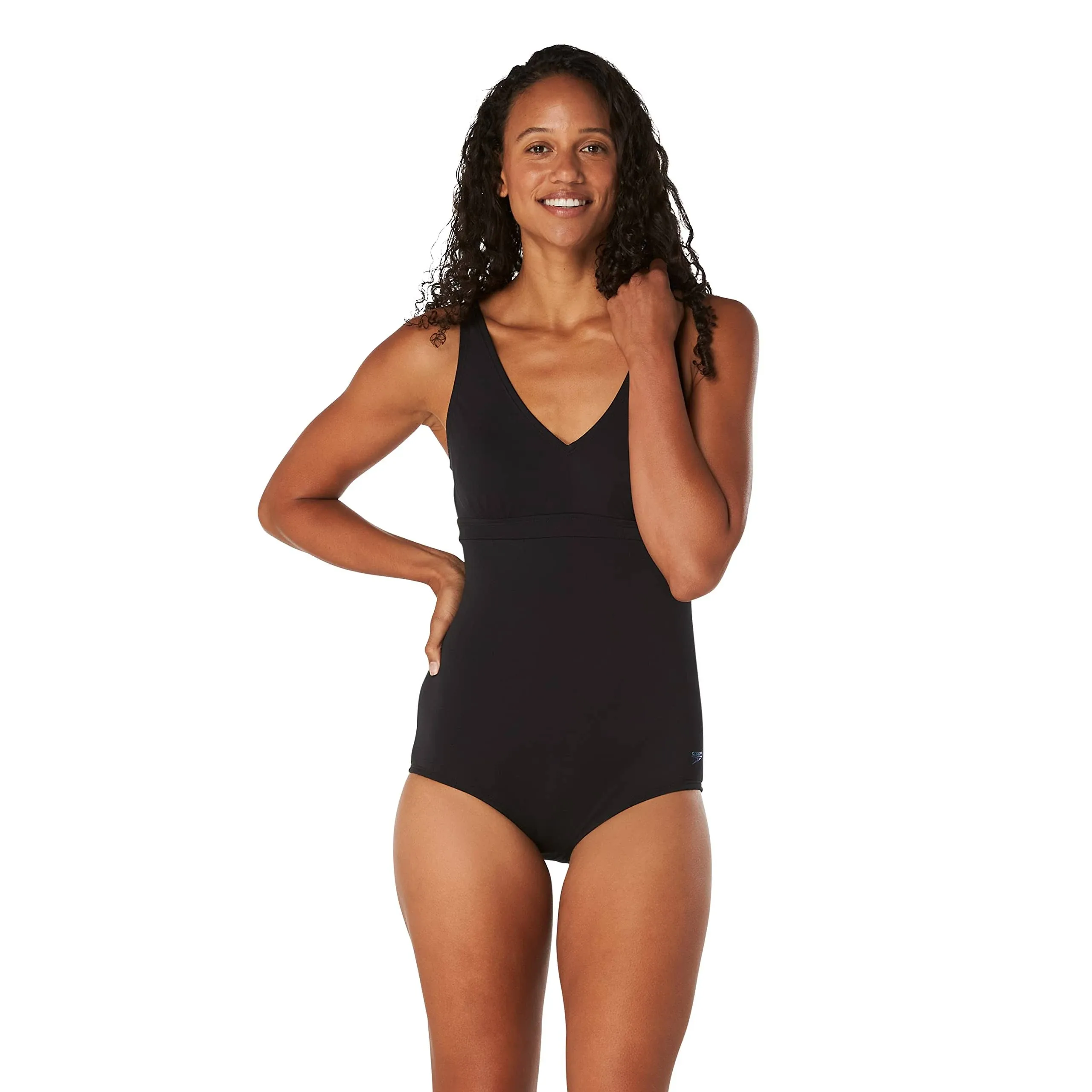 Speedo Womens Solid V Neck 1 Pc