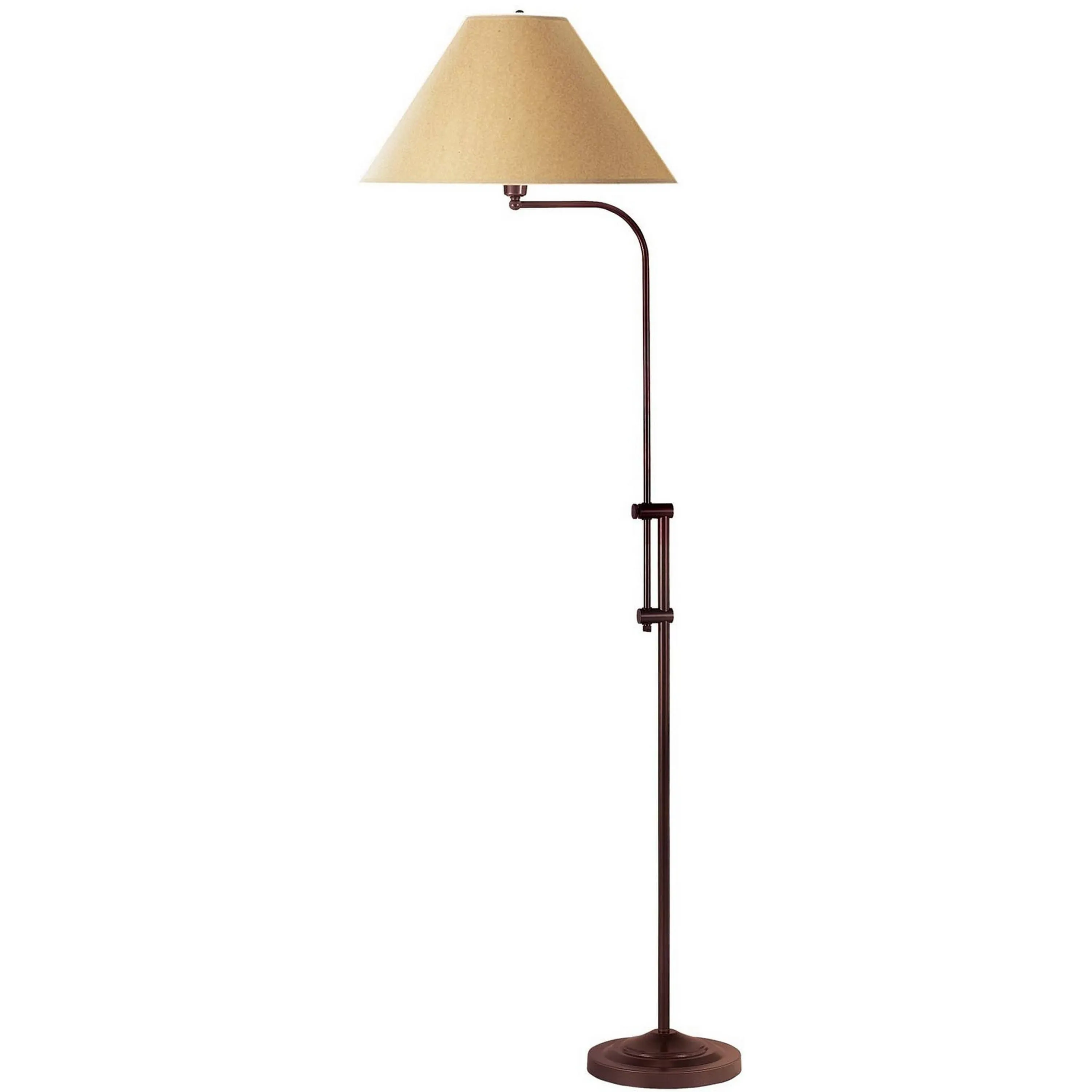 3 Way Metal Floor Lamp with and Adjustable Height Mechanism Brown